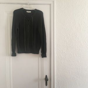 Hunter Green Lace-Up Sweater